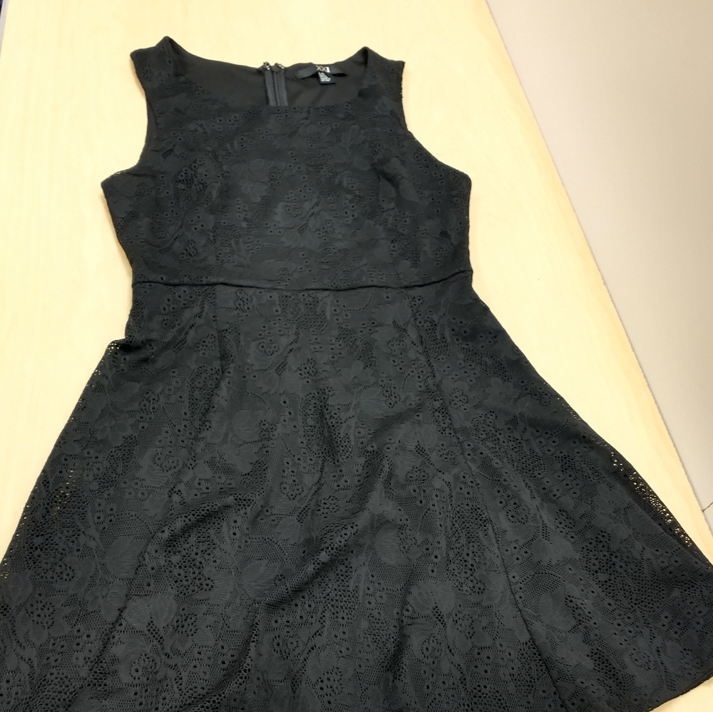 Black Lace Fit and Flare Dress Size L